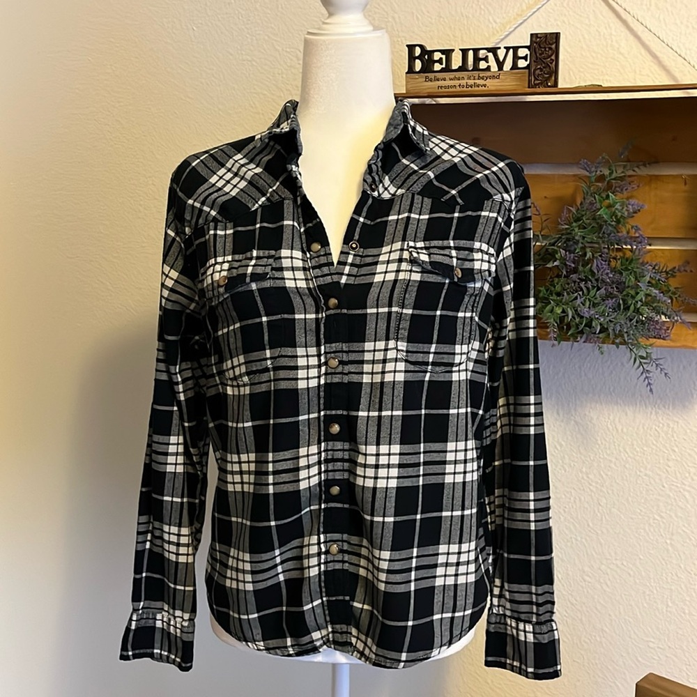 Jachs Girlfriend Black Plaid Shirt
